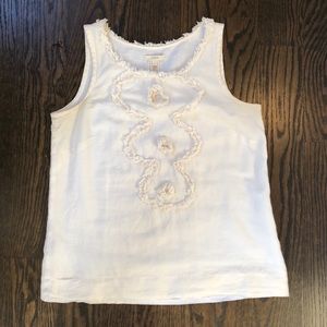 J. crew white ruffled tank top